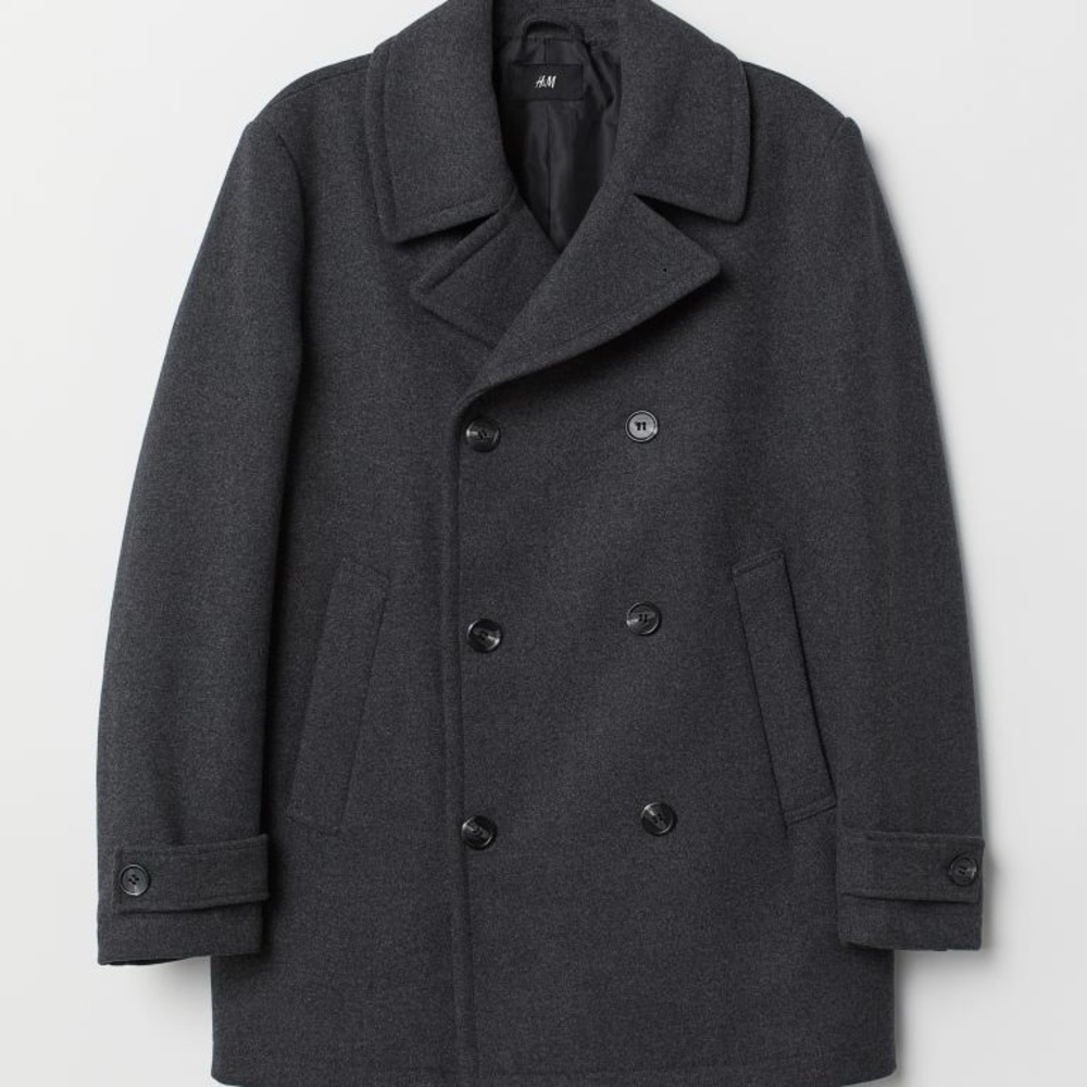 Dark Grey H&M Thick Twill Peacoat